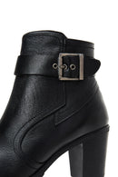 Women's Leather Buckle Heeled Boots | Derimod Women's Leather Buckle Heeled Boots | Derimod