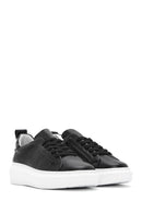 Women's Black Lace-Up Leather Sneaker | Derimod Women's Black Lace-Up Leather Sneaker | Derimod