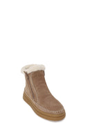 Woman Mink Zip Closure Thick-Soled Suede Teddy Boots | Derimod Woman Mink Zip Closure Thick-Soled Suede Teddy Boots | Derimod