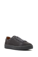 Men's Gray Lace-Up Suede Leather Sneaker | Derimod Men's Gray Lace-Up Suede Leather Sneaker | Derimod