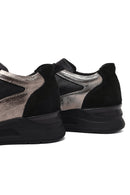 Woman Black Lace-up Wedge Heel Leather Sneaker | Derimod Woman Black Lace-up Wedge Heel Leather Sneaker | Derimod