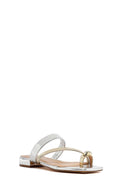 Woman Silver Stone Metallic Slippers | Derimod Woman Silver Stone Metallic Slippers | Derimod