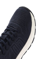 Erkek Lacivert Bağcıklı Nubuk Deri Sneaker | Derimod Erkek Lacivert Bağcıklı Nubuk Deri Sneaker | Derimod
