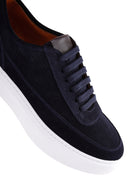 Erkek Lacivert Bağcıklı Kalın Tabanlı Süet Deri Sneaker | Derimod Erkek Lacivert Bağcıklı Kalın Tabanlı Süet Deri Sneaker | Derimod