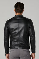 Bosh - X Erkek Siyah Slim-Fit Deri Ceket | Derimod Bosh - X Erkek Siyah Slim-Fit Deri Ceket | Derimod