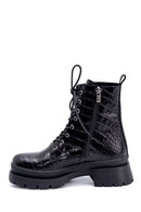 Women's Leather Crocodile Patterned Boots | Derimod Women's Leather Crocodile Patterned Boots | Derimod