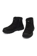 Men's Black Lace-Up Zipper Nubuck Leather Casual Boot | Derimod Men's Black Lace-Up Zipper Nubuck Leather Casual Boot | Derimod