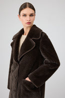 Corvara Women's Brown Teddy Coat | Derimod Corvara Women's Brown Teddy Coat | Derimod