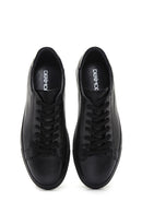 Erkek Siyah Bağcıklı Deri Sneaker | Derimod Erkek Siyah Bağcıklı Deri Sneaker | Derimod