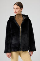 Gardena Women's Black Double-Sided Teddy Coat | Derimod Gardena Women's Black Double-Sided Teddy Coat | Derimod
