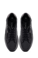 Kadın Siyah Bağcıklı Kalın Tabanlı Deri Sneaker | Derimod Kadın Siyah Bağcıklı Kalın Tabanlı Deri Sneaker | Derimod