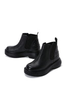 Women's Black Leather Thick Soled Boots | Derimod Women's Black Leather Thick Soled Boots | Derimod