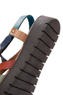 Women's Multicolored Thick-Soled Leather Bodrum Sandals | Derimod Women's Multicolored Thick-Soled Leather Bodrum Sandals | Derimod