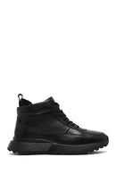 Men's Black Zippered Thick Sole Leather Sports Boot | Derimod Men's Black Zippered Thick Sole Leather Sports Boot | Derimod