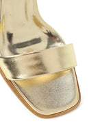 Women's Gold Ankle Buckle Thin Heel Metallic Sandals | Derimod Women's Gold Ankle Buckle Thin Heel Metallic Sandals | Derimod