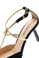 Women's Black Ankle Strap Thin Heel Suede Leather Shoes | Derimod Women's Black Ankle Strap Thin Heel Suede Leather Shoes | Derimod