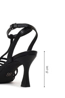 Woman Black Ankle-Buckle Open-Back Stiletto High Heel | Derimod Woman Black Ankle-Buckle Open-Back Stiletto High Heel | Derimod