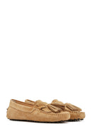 Women's Camel Tassel Suede Leather Loafer | Derimod Women's Camel Tassel Suede Leather Loafer | Derimod
