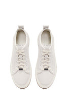 Erkek Beyaz Bağcıklı Deri Sneaker | Derimod Erkek Beyaz Bağcıklı Deri Sneaker | Derimod