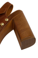 Woman Tan Ankle-Buckle Platform High Thick-Heeled Suede Sandal | Derimod Woman Tan Ankle-Buckle Platform High Thick-Heeled Suede Sandal | Derimod