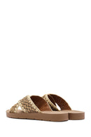 Women's Beige Braided Straw Slippers | Derimod Women's Beige Braided Straw Slippers | Derimod