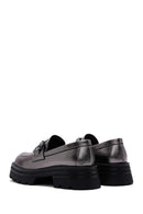 Kadın Gümüş Deri Tokalı Casual Loafer | Derimod Kadın Gümüş Deri Tokalı Casual Loafer | Derimod