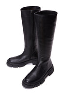 Women's Black Zippered Leather Boots | Derimod Women's Black Zippered Leather Boots | Derimod