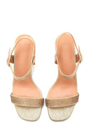 Women's Gold Stone Heeled Sandals | Derimod Women's Gold Stone Heeled Sandals | Derimod