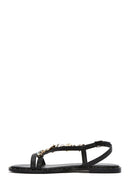 Women's Black Ankle Buckle Stoned Sandals | Derimod Women's Black Ankle Buckle Stoned Sandals | Derimod