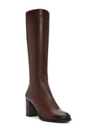 Women's Brown Zippered Thick Heel Leather Boots | Derimod Women's Brown Zippered Thick Heel Leather Boots | Derimod
