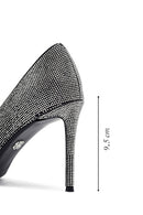 Kadın Siyah Taşlı İnce Topuklu Deri Stiletto | Derimod Kadın Siyah Taşlı İnce Topuklu Deri Stiletto | Derimod