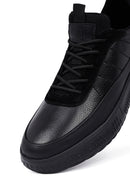 Erkek Siyah Bağcıklı Kalın Tabanlı Deri Sneaker | Derimod Erkek Siyah Bağcıklı Kalın Tabanlı Deri Sneaker | Derimod
