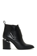 Women's Black Leather Heeled Boots | Derimod Women's Black Leather Heeled Boots | Derimod