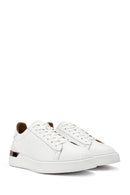 Men's White Lace-up Leather Sneaker | Derimod Men's White Lace-up Leather Sneaker | Derimod