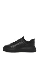 Men's Black Lace-up Thick-Sole Leather Sneaker | Derimod Men's Black Lace-up Thick-Sole Leather Sneaker | Derimod