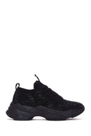 Women's Black Stone Thick Soled Sneaker | Derimod Women's Black Stone Thick Soled Sneaker | Derimod