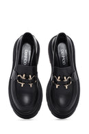 Kadın Siyah Deri Kalın Tabanlı Maskülen Loafer | Derimod Kadın Siyah Deri Kalın Tabanlı Maskülen Loafer | Derimod