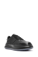 Erkek Siyah Bağcıklı Kalın Tabanlı Deri Sneaker | Derimod Erkek Siyah Bağcıklı Kalın Tabanlı Deri Sneaker | Derimod