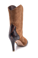 Women's Snake Detailed Heeled Leather Boots | Derimod Women's Snake Detailed Heeled Leather Boots | Derimod