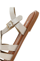 Women's Beige Ankle Strap Leather Bodrum Sandals | Derimod Women's Beige Ankle Strap Leather Bodrum Sandals | Derimod