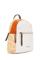 Woman Beige Leopard Print Backpack | Derimod Woman Beige Leopard Print Backpack | Derimod