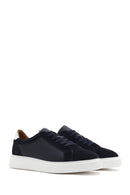 Erkek Lacivert Bağcıklı Deri Sneaker | Derimod Erkek Lacivert Bağcıklı Deri Sneaker | Derimod