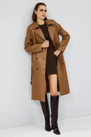 Natalia Women's Brown Leather Trench Coat | Derimod Natalia Women's Brown Leather Trench Coat | Derimod