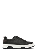 Men's Black Lace-up Thick-Sole Leather Sneaker | Derimod Men's Black Lace-up Thick-Sole Leather Sneaker | Derimod