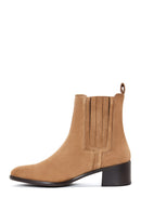 Women's Tan Suede Leather Chelsea Boots | Derimod Women's Tan Suede Leather Chelsea Boots | Derimod