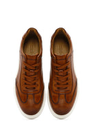 Men's Tan Thick Sole Lace Up Leather Sneaker | Derimod Men's Tan Thick Sole Lace Up Leather Sneaker | Derimod