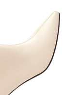 Women's Cream Thin Heel Leather Boots | Derimod Women's Cream Thin Heel Leather Boots | Derimod