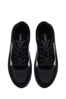Woman Black Laced Leather Sneakers | Derimod Woman Black Laced Leather Sneakers | Derimod