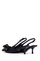 Women's Black Bow Back Open Thin Heeled Shoes | Derimod Women's Black Bow Back Open Thin Heeled Shoes | Derimod
