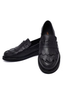 Woman Black Tassel Leather Masculine Loafer | Derimod Woman Black Tassel Leather Masculine Loafer | Derimod